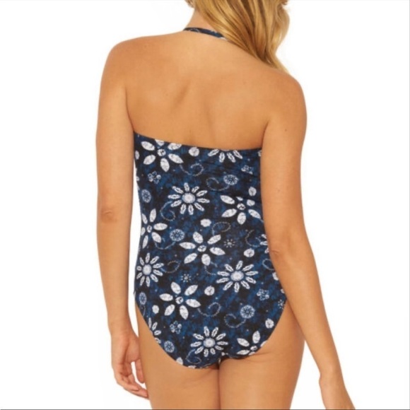 Bleu Rod Beattie Take A Dip Bandeau Navy Swimsuit One Piece Size 4 NWT - Picture 7 of 8